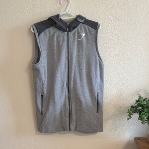 Gymshark Gray and Black Sleeveless Hoodie